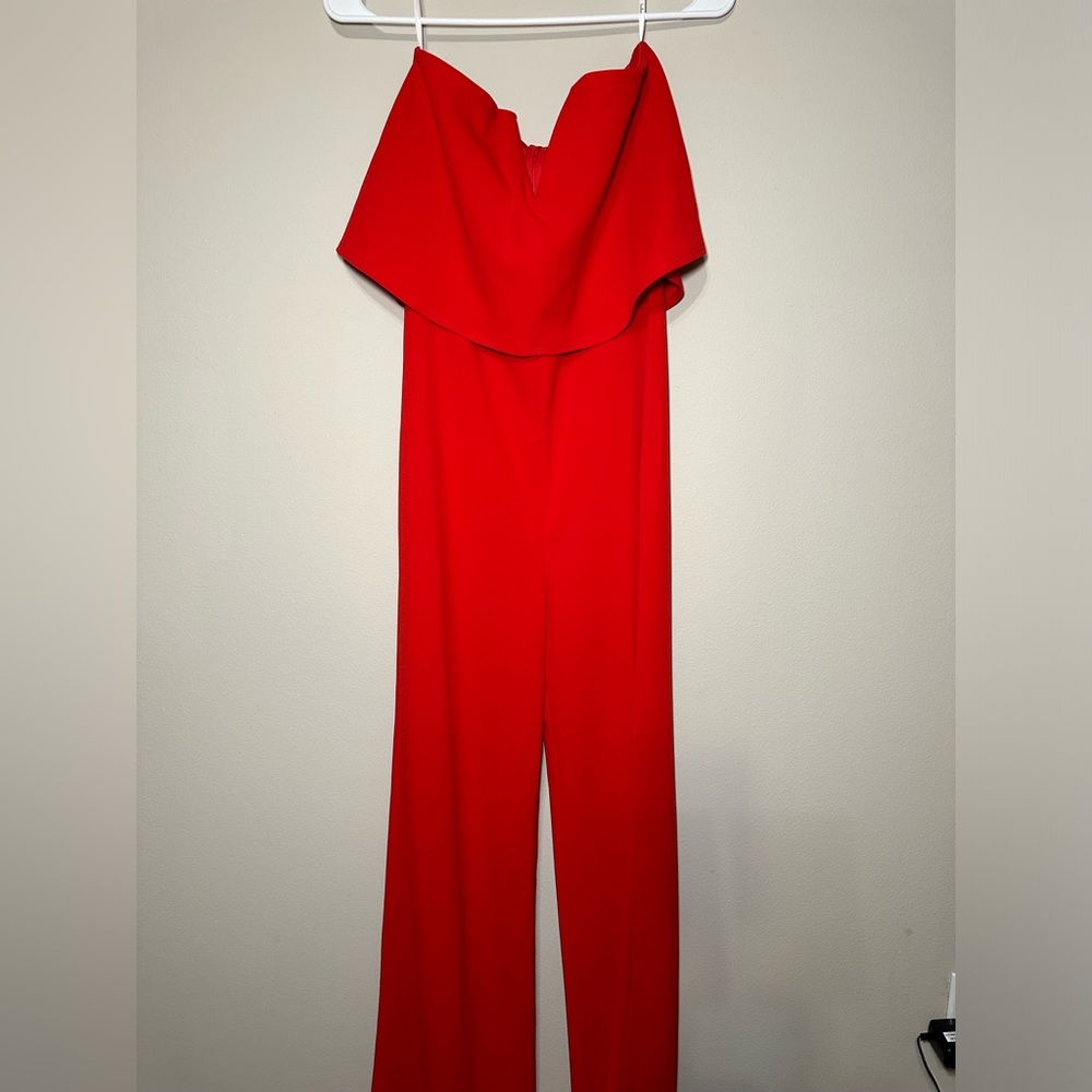 NWOT Lulus Power of Love Red Strapless Jumpsuit